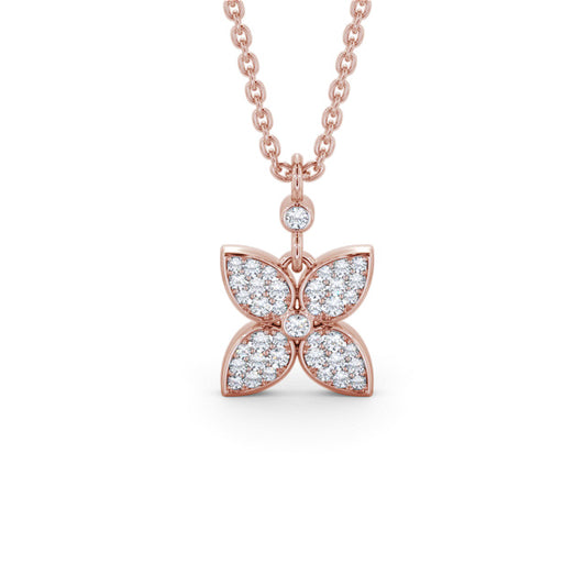 Alice Rose Gold Floral Diamond Pendant