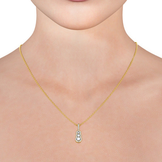 Aubrey Gold Cluster Style Lab Diamond Pendant