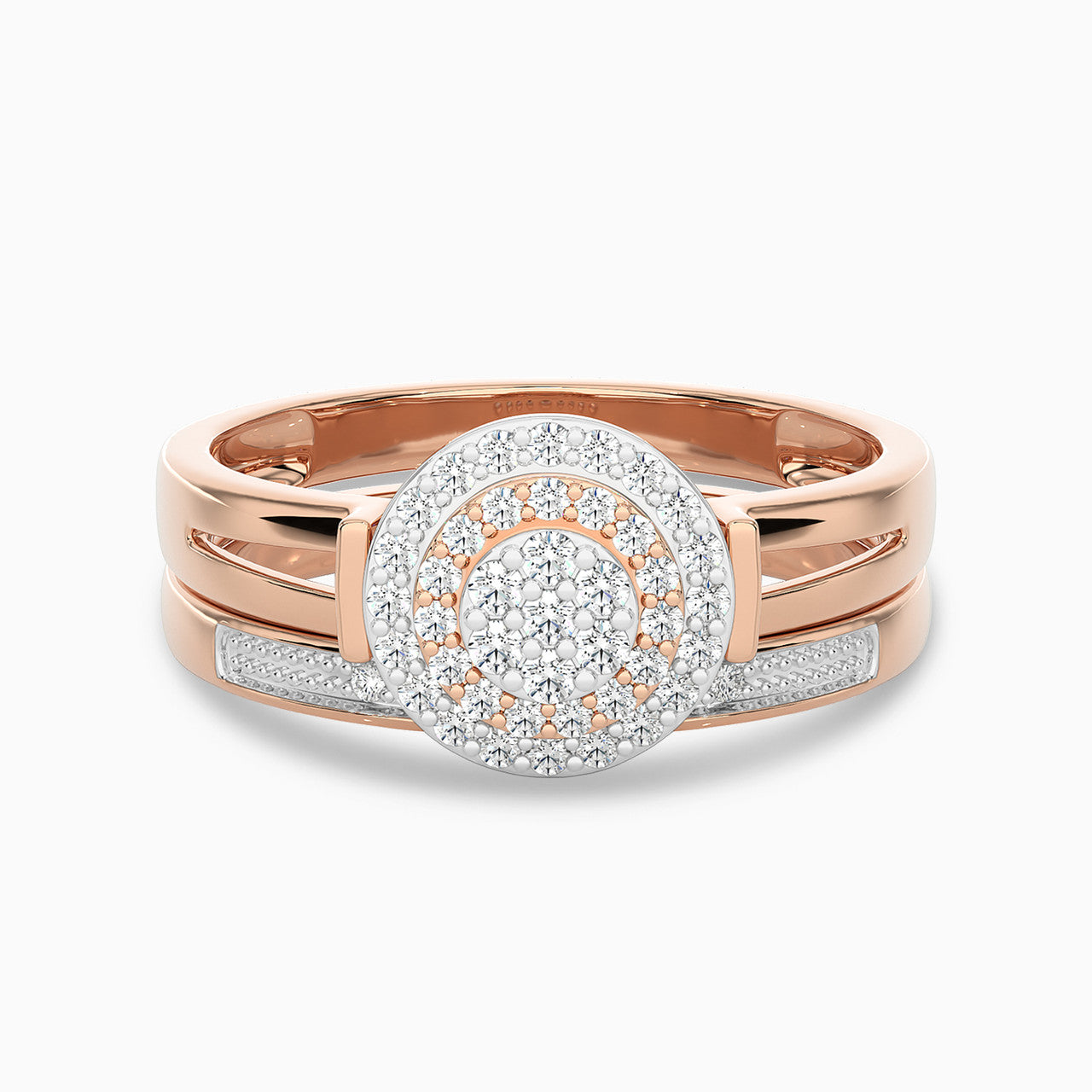 Audrey Rose Gold Lab Diamond Cluster Twin Engagement Ring