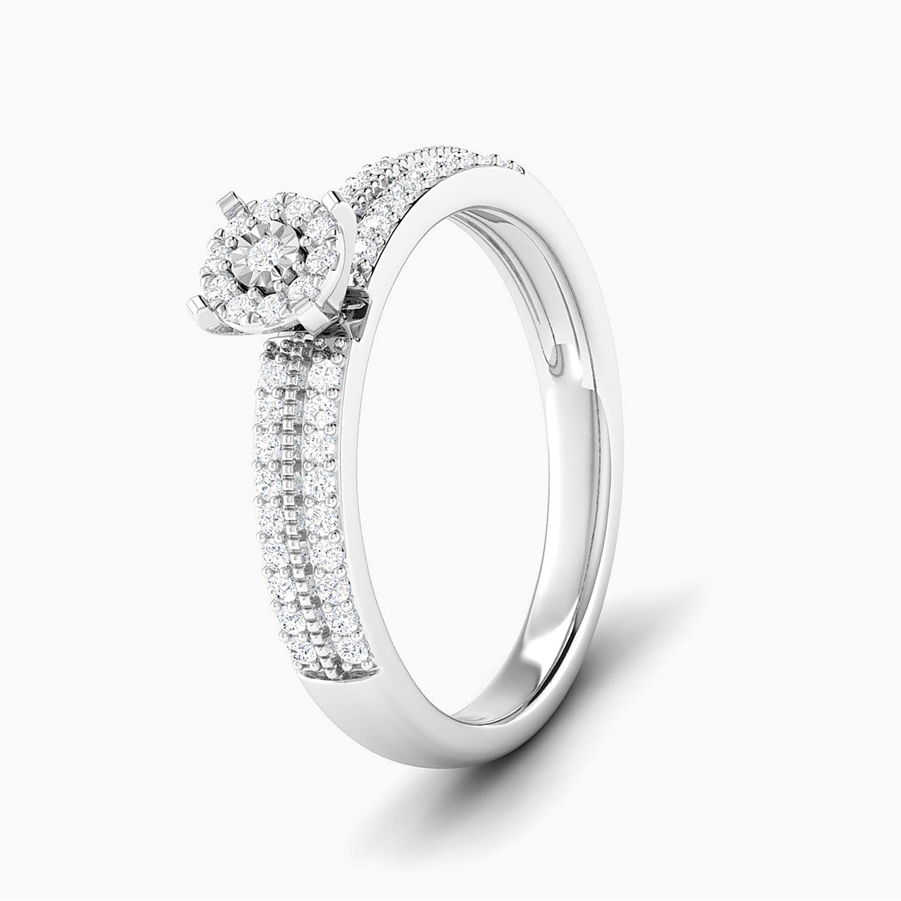 Autumn White Gold Lab Diamond Cluster Twin Engagement Ring