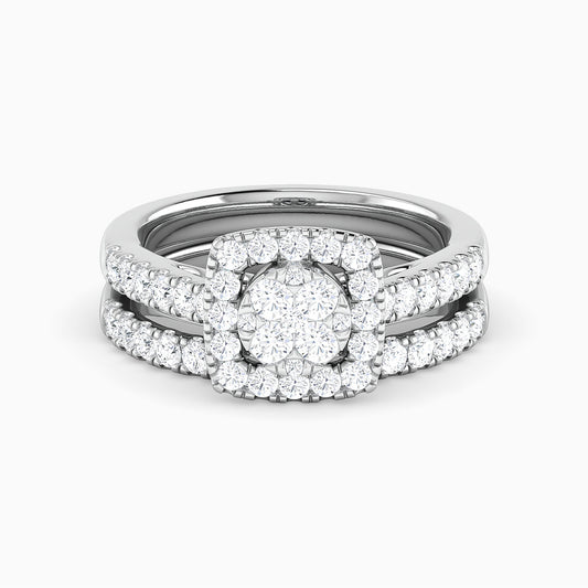 Brooklyn White Gold Lab Diamond Cluster Twin Engagement Ring