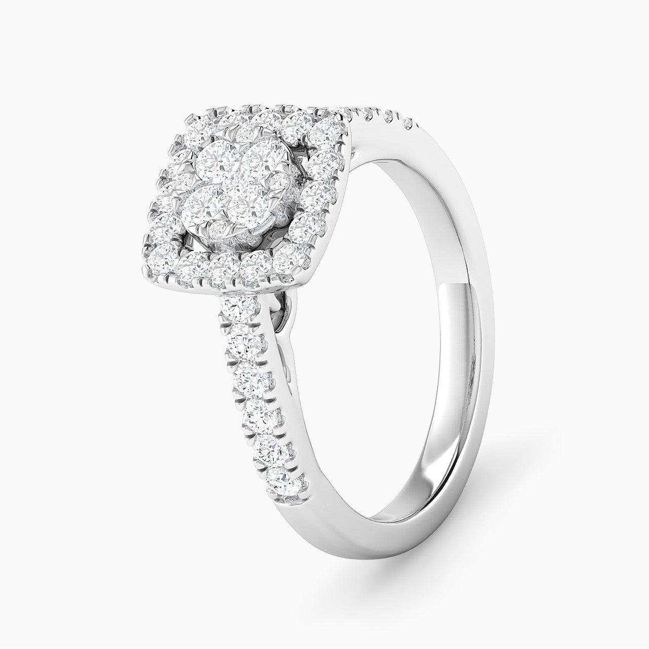 Brooklyn White Gold Lab Diamond Cluster Twin Engagement Ring