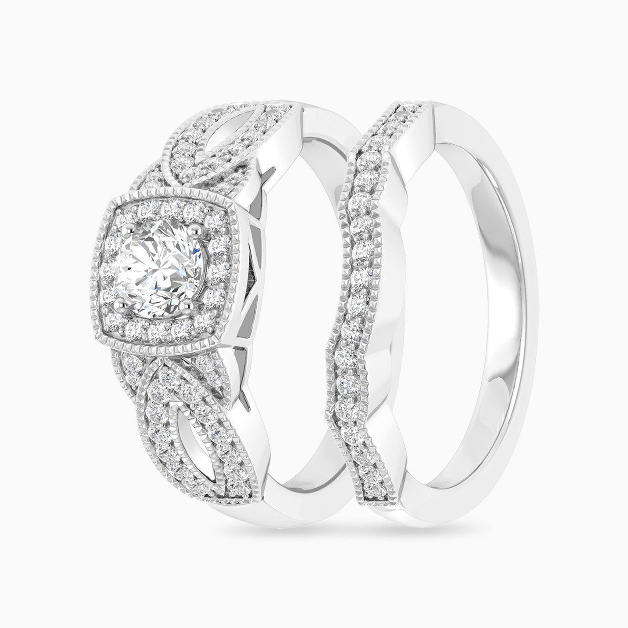 Claire White Gold Lab Diamond Solitaire Twin Engagement Ring