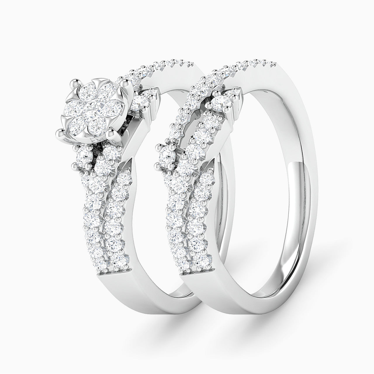 Cora White Gold Lab Diamond Cluster Twin Engagement Ring