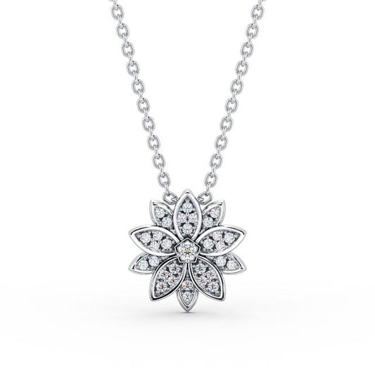 Ellie White Gold Floral Lab Diamond Pendant