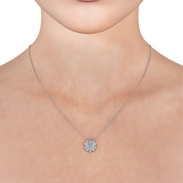 Ellie White Gold Floral Lab Diamond Pendant