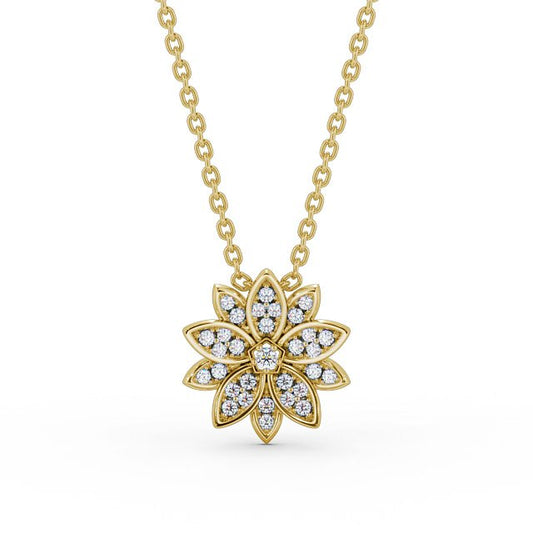 Ellie Gold Floral Lab Diamond Pendant