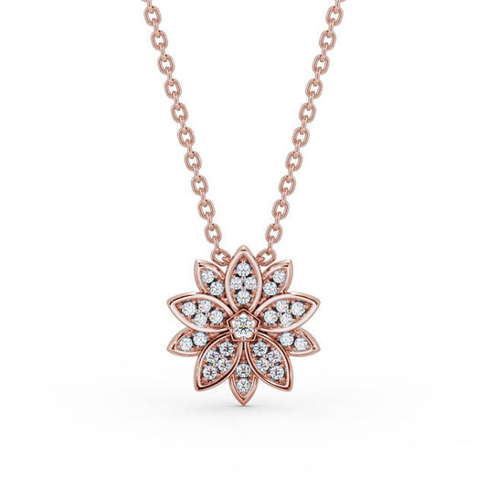 Ellie Rose Gold Floral Lab Diamond Pendant