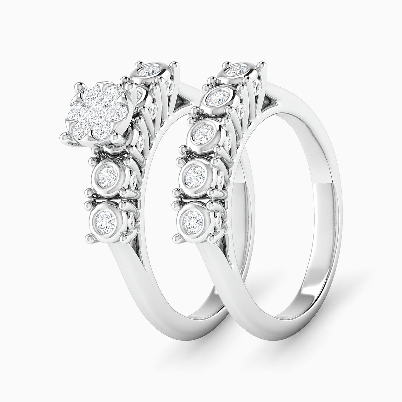 Emery White Gold Lab Diamond Cluster Twin Engagement Ring