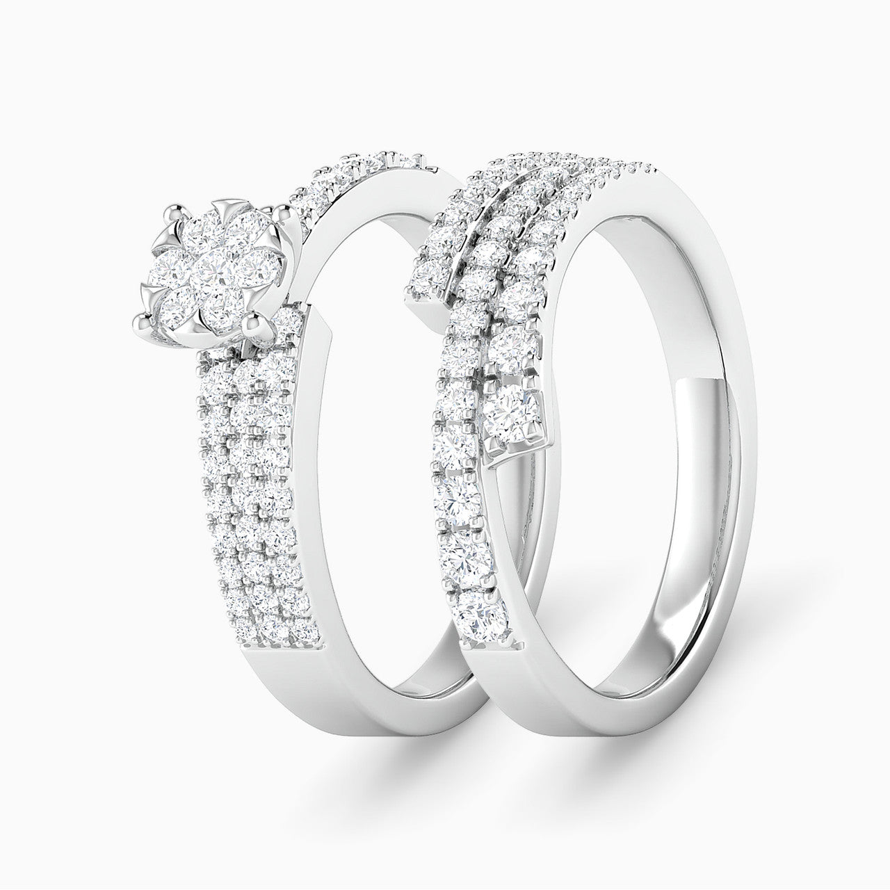 Emilia White Gold Lab Diamond Cluster Twin Engagement Ring