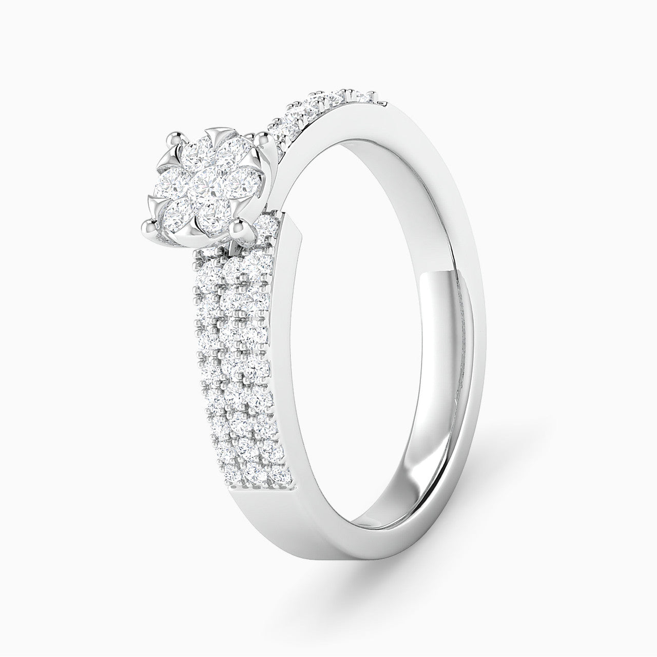 Emilia White Gold Lab Diamond Cluster Twin Engagement Ring