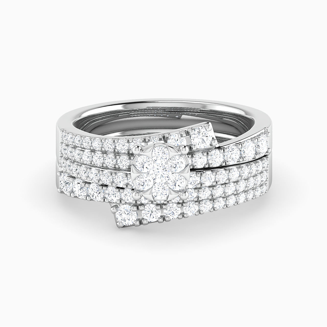 Emilia White Gold Lab Diamond Cluster Twin Engagement Ring