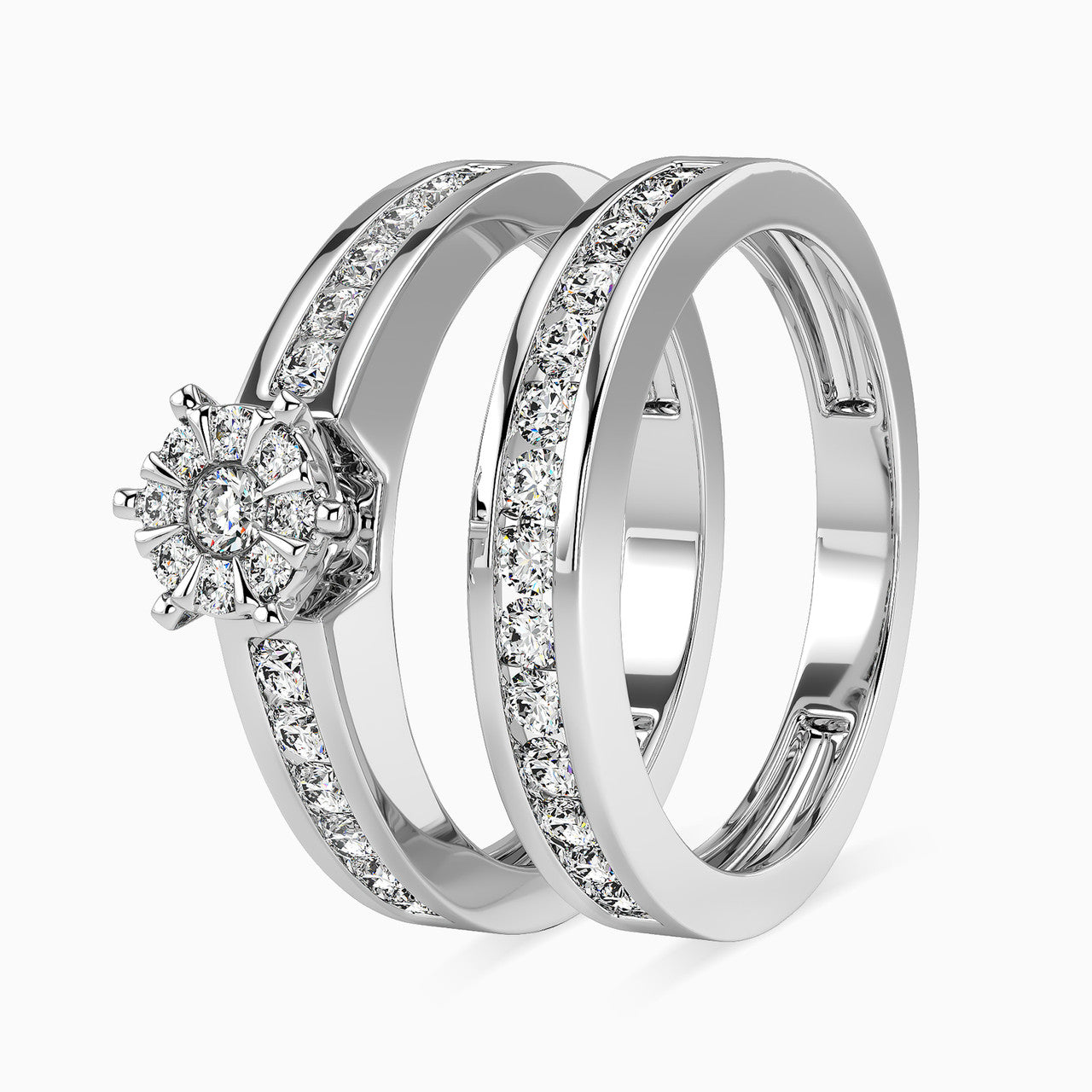 Grace White Gold Lab Diamond Cluster Twin Engagement Ring