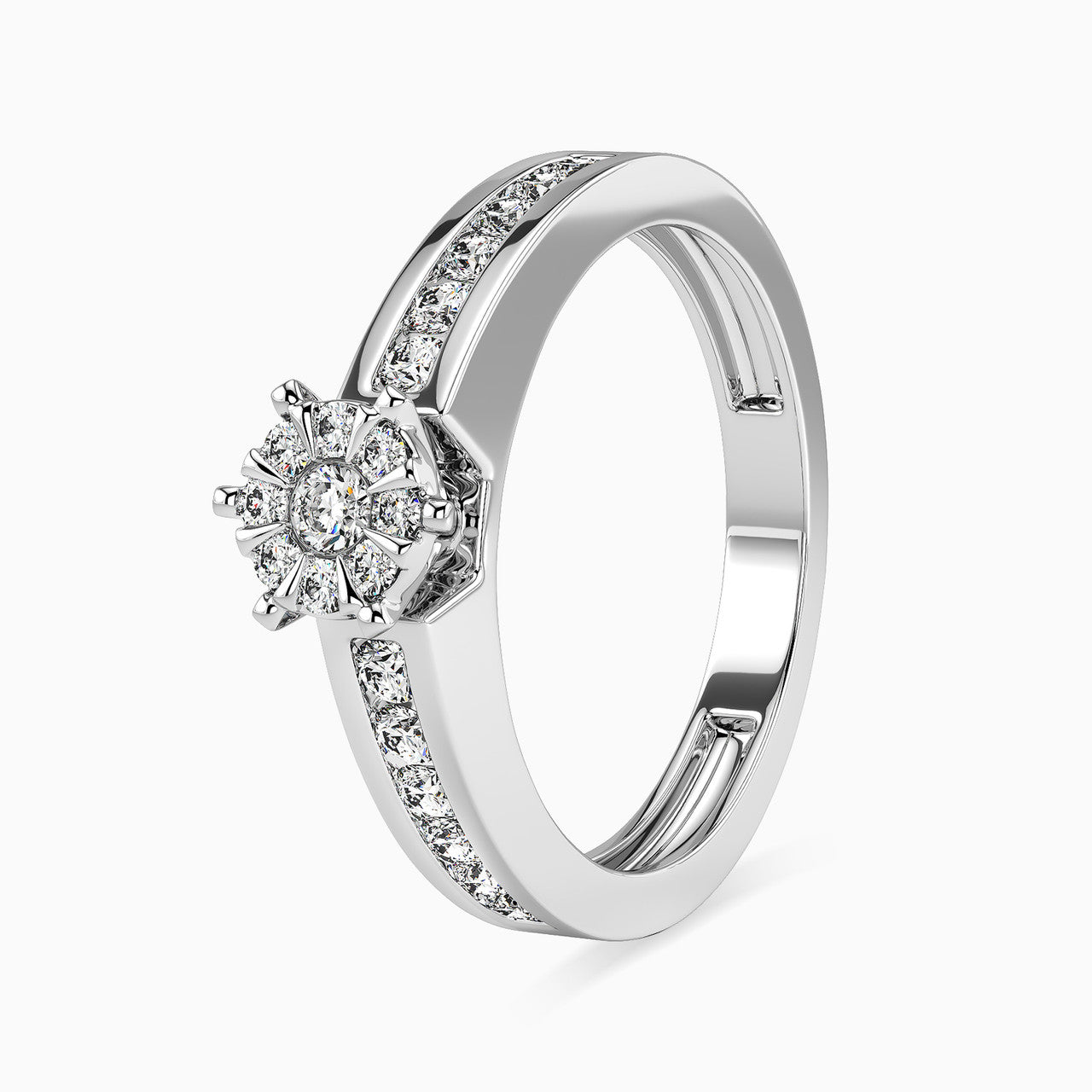 Grace White Gold Lab Diamond Cluster Twin Engagement Ring