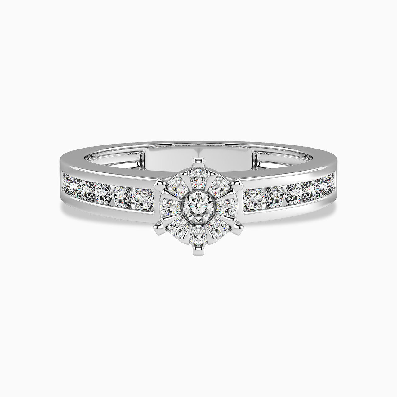 Grace White Gold Lab Diamond Cluster Twin Engagement Ring