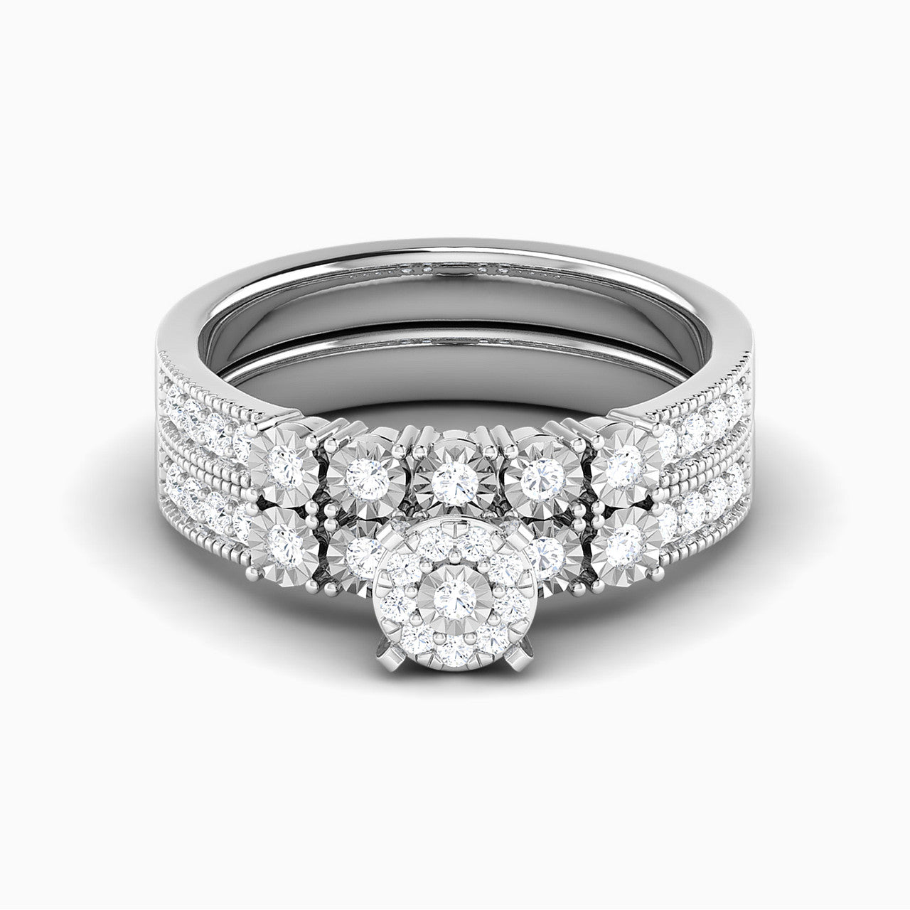 Hailey White Gold Lab Diamond Cluster Twin Engagement Ring