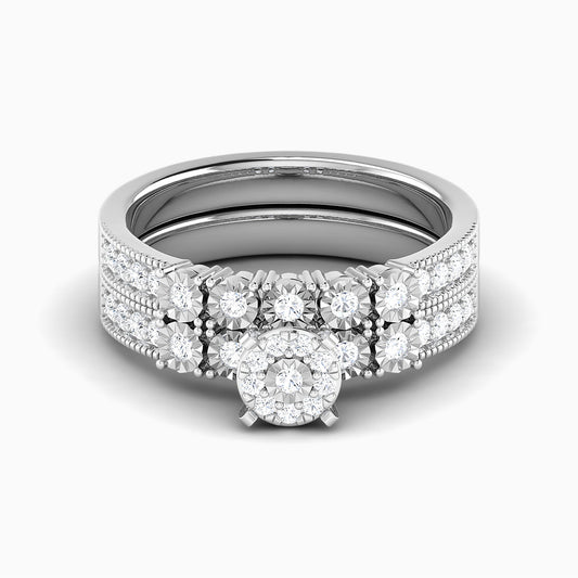 Hailey White Gold Lab Diamond Cluster Twin Engagement Ring