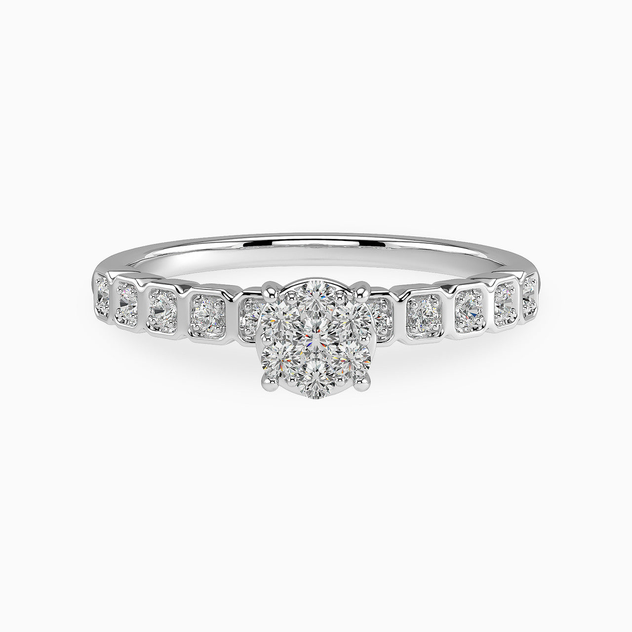 Hannah White Gold Lab Diamond Cluster Twin Engagement Ring