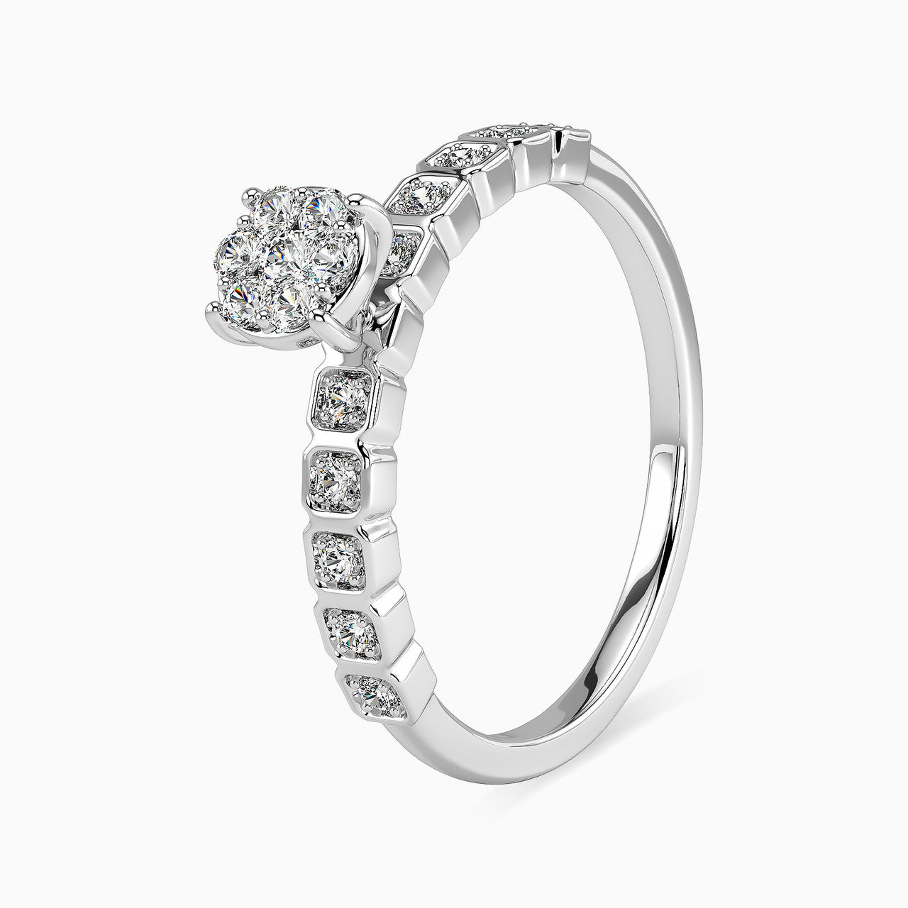 Hannah White Gold Lab Diamond Cluster Twin Engagement Ring