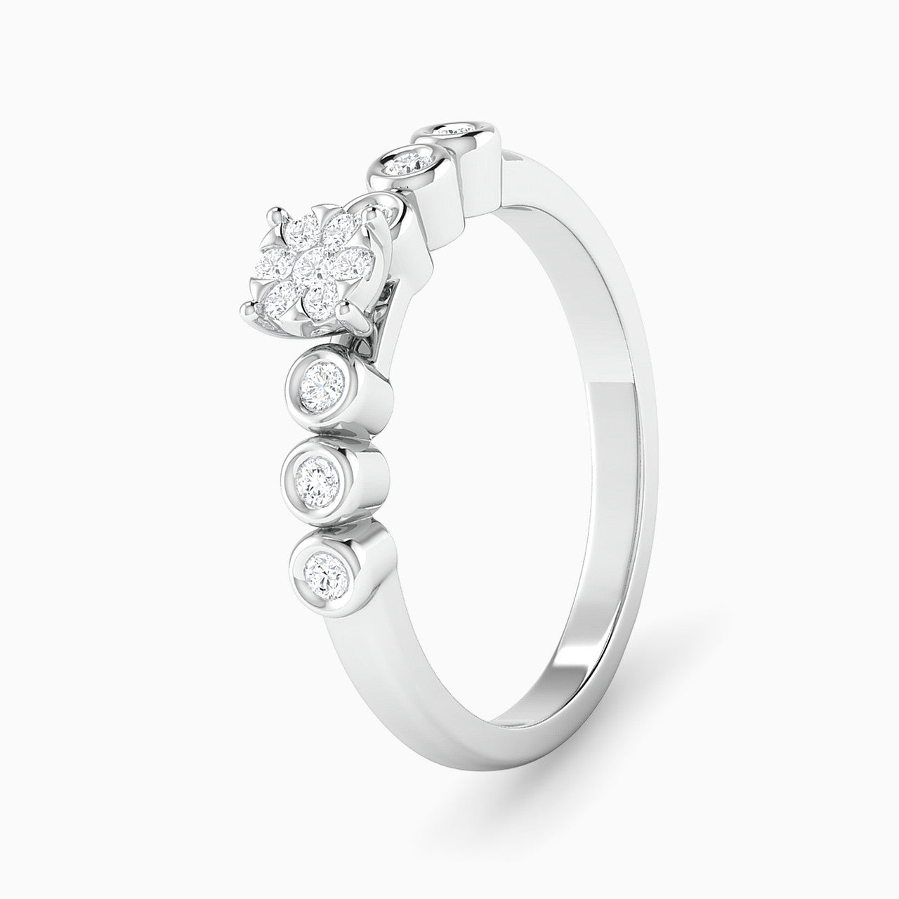 Josephine White Gold Lab Diamond Cluster Twin Engagement Ring