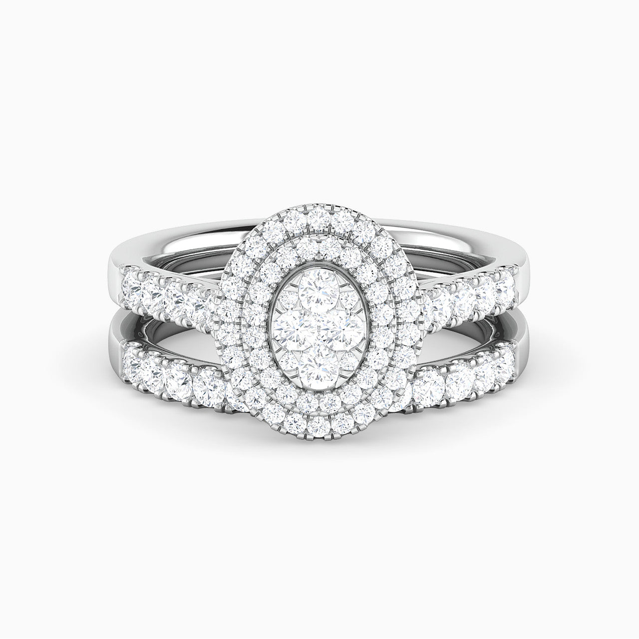 Kennedy White Gold Lab Diamond Cluster Twin Engagement Ring