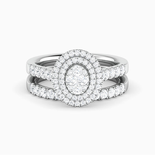 Kennedy White Gold Lab Diamond Cluster Twin Engagement Ring