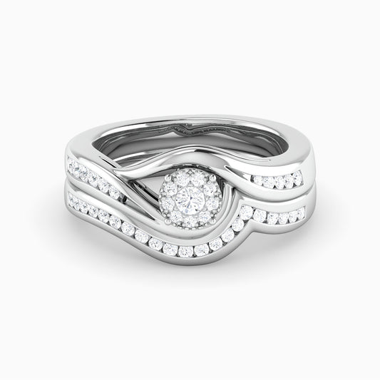 Kinsley White Gold Lab Diamond Cluster Twin Engagement Ring