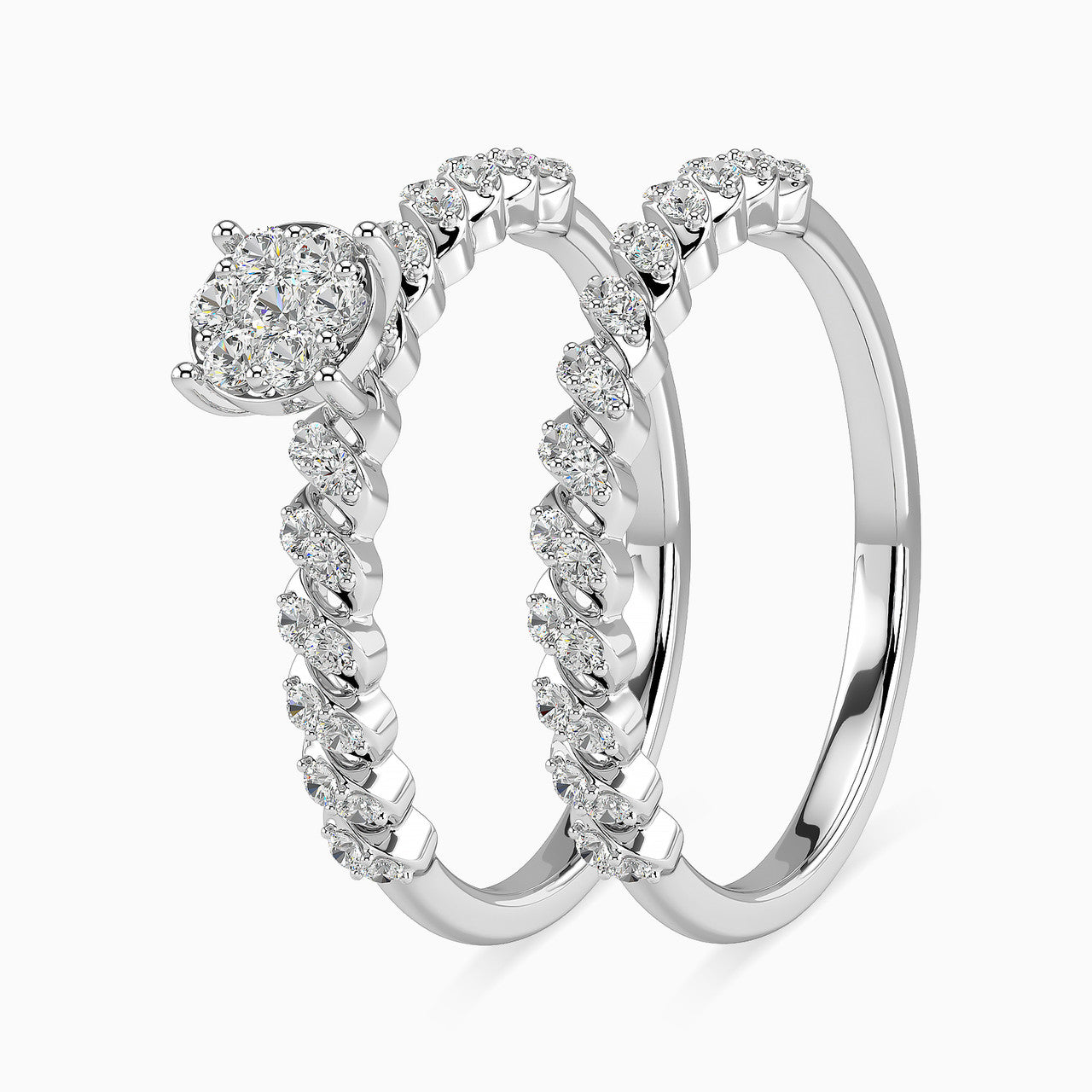 Layla White Gold Lab Diamond Cluster Twin Engagement Ring