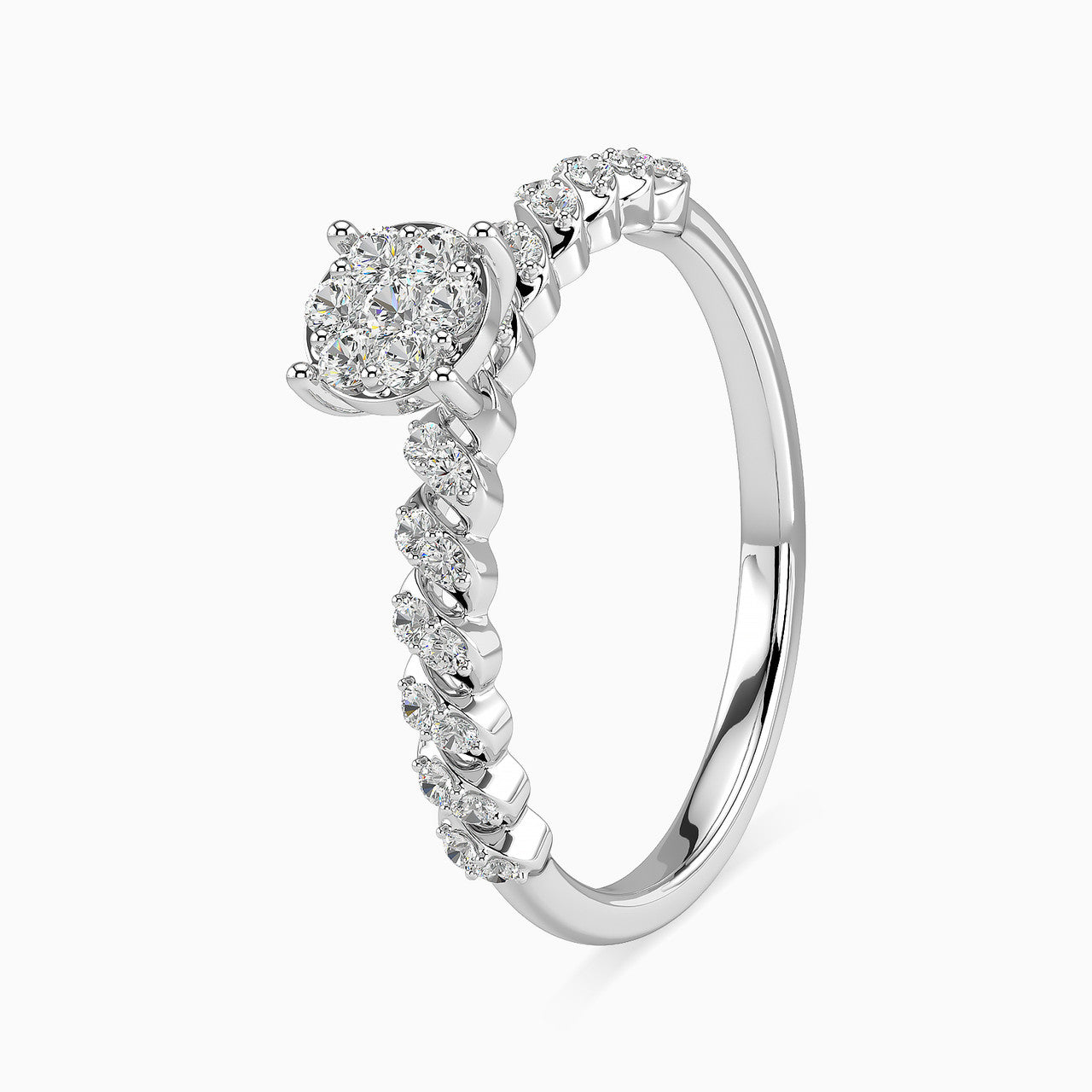 Layla White Gold Lab Diamond Cluster Twin Engagement Ring