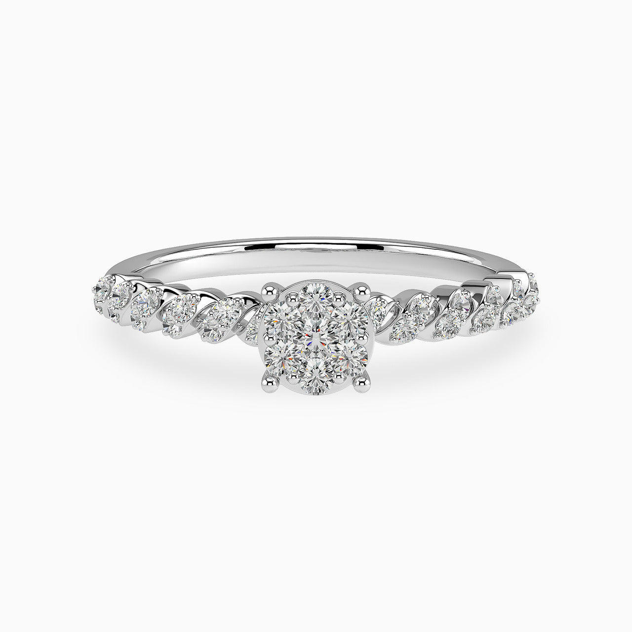 Layla White Gold Lab Diamond Cluster Twin Engagement Ring