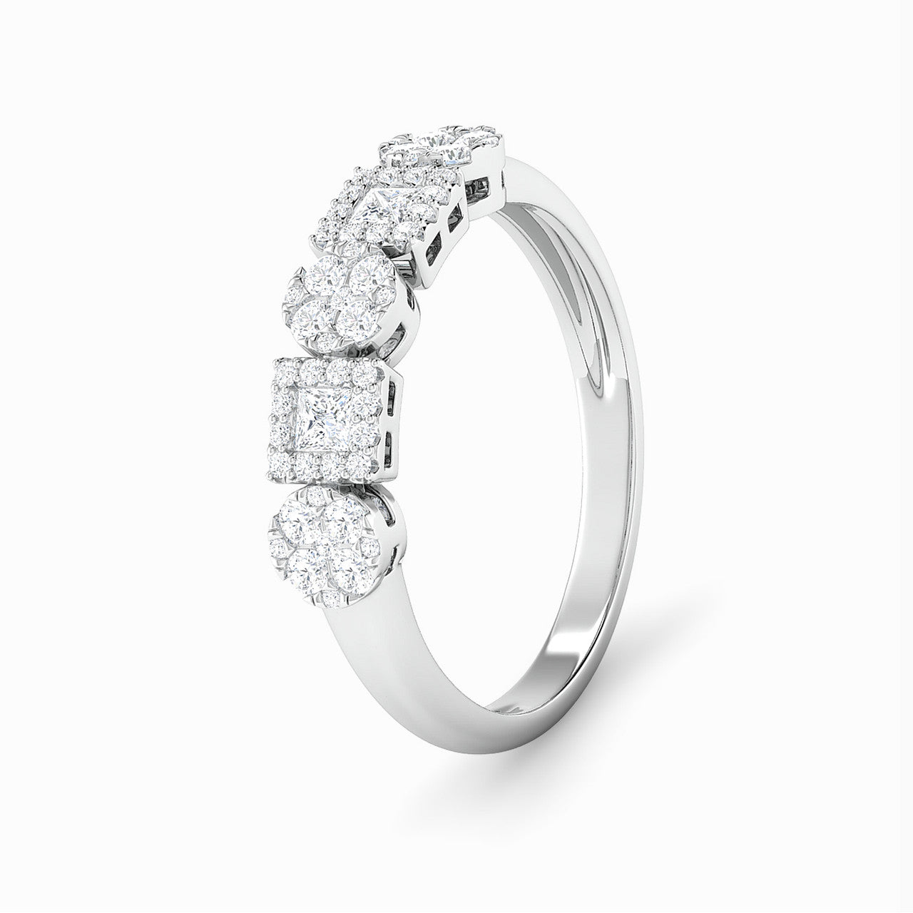 Lilian White Gold Lab Diamond Cluster Twin Engagement Ring