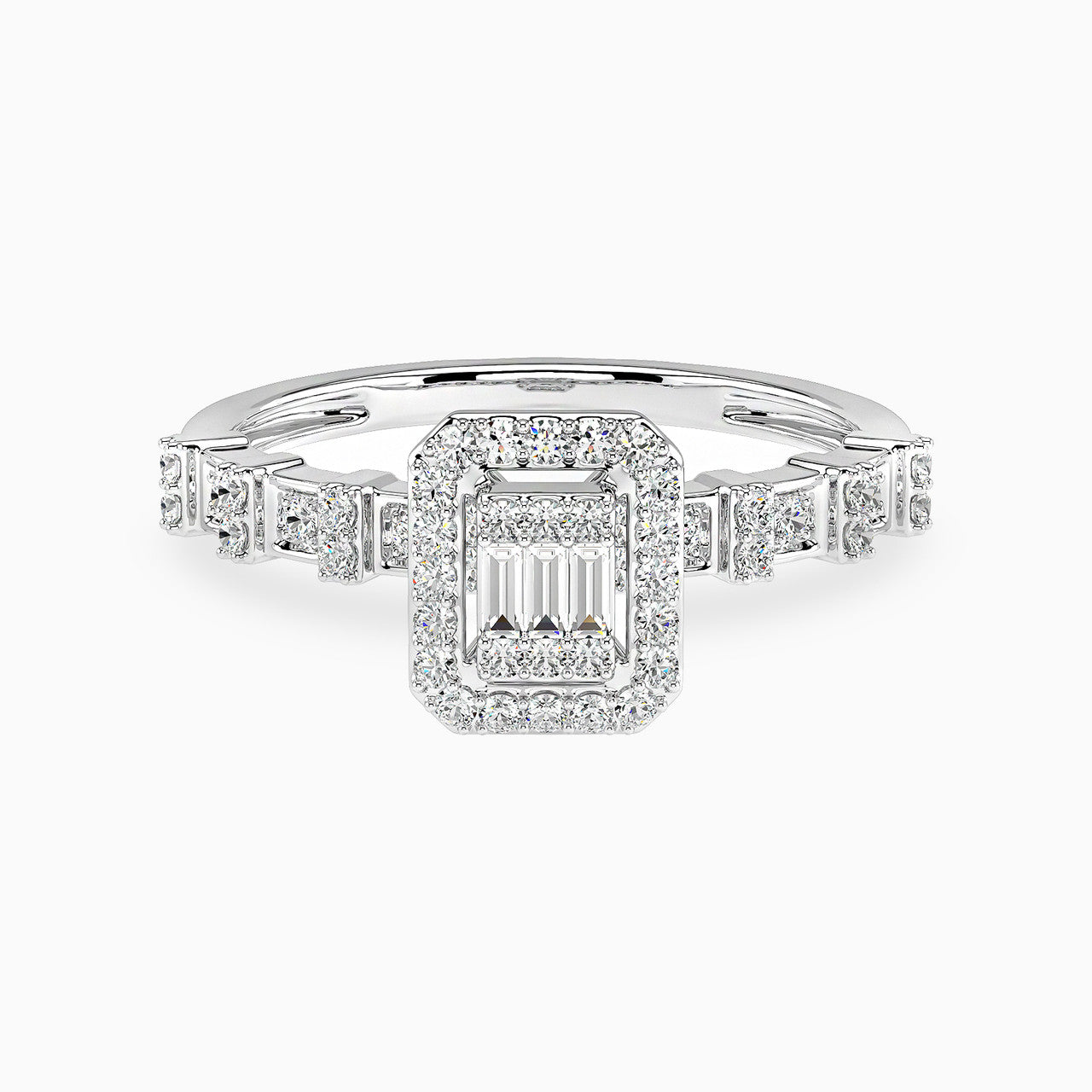 Lily White Gold Lab Diamond Twin Engagement Ring