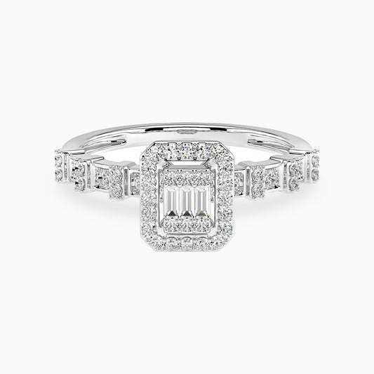 Lily White Gold Lab Diamond Twin Engagement Ring