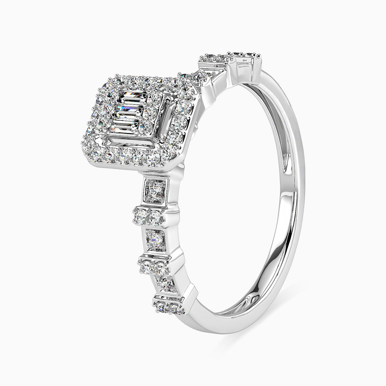 Lily White Gold Lab Diamond Twin Engagement Ring