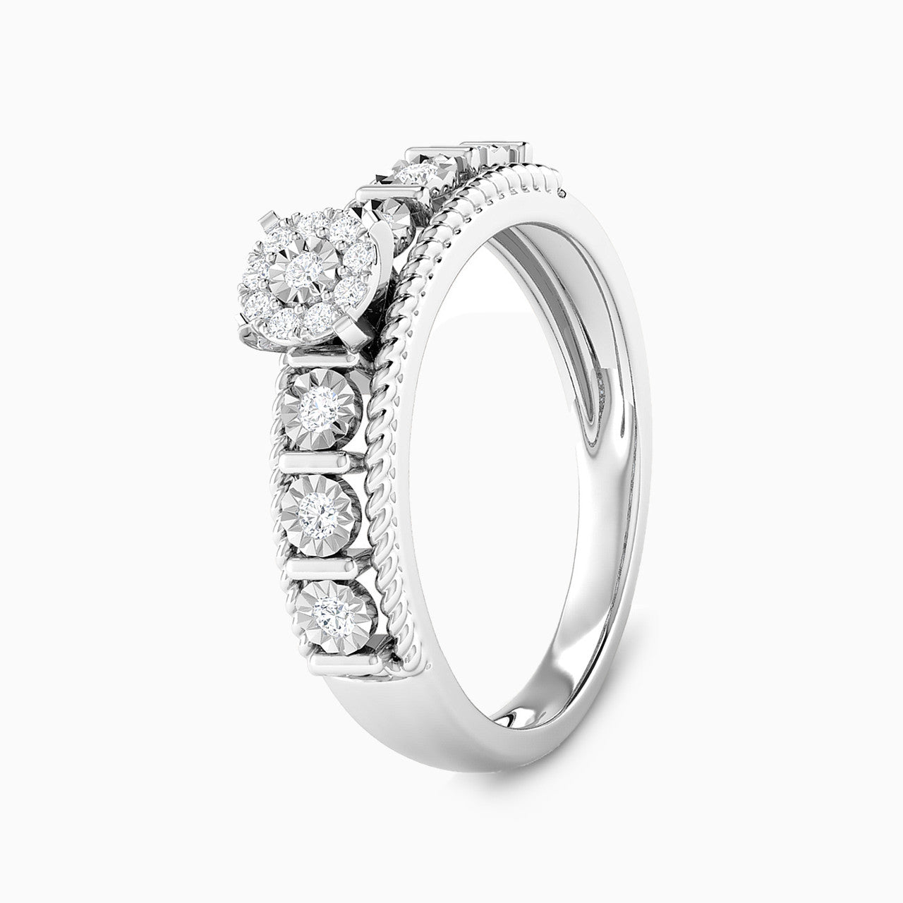 Lucy White Gold Lab Diamond Cluster Twin Engagement Ring