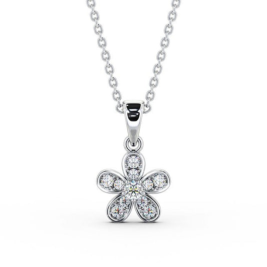 Madison White Gold Floral Design Lab Diamond Pendant