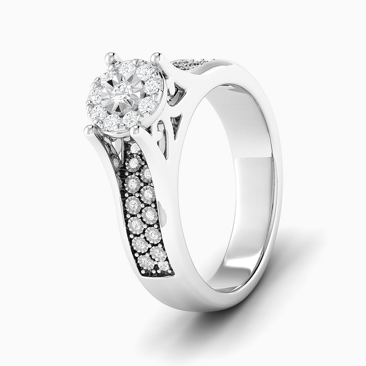 Naomi White Gold Lab Diamond Cluster Twin Engagement Ring