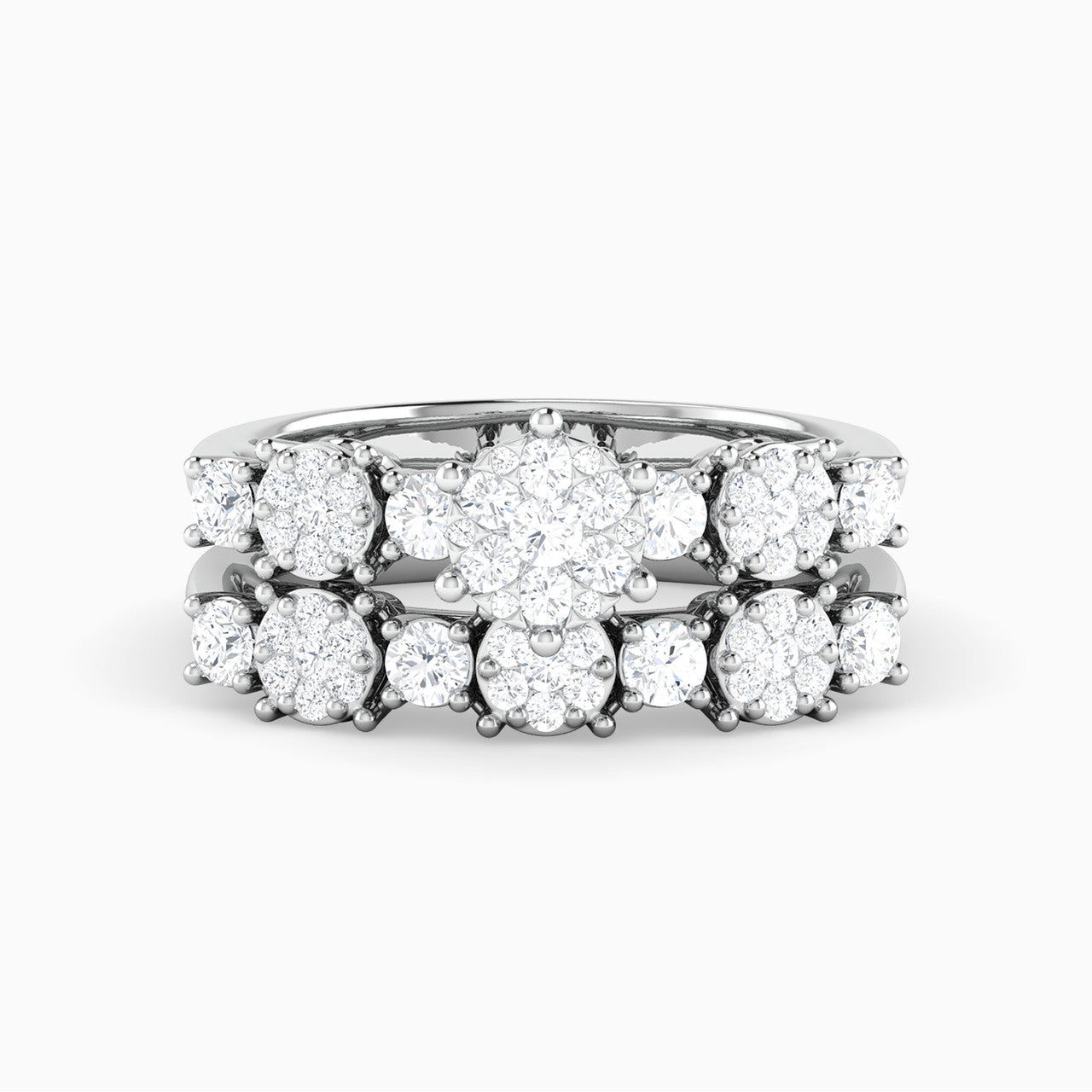 Natalia White Gold Lab Diamond Cluster Twin Engagement Ring