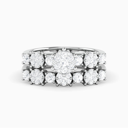 Natalia White Gold Lab Diamond Cluster Twin Engagement Ring