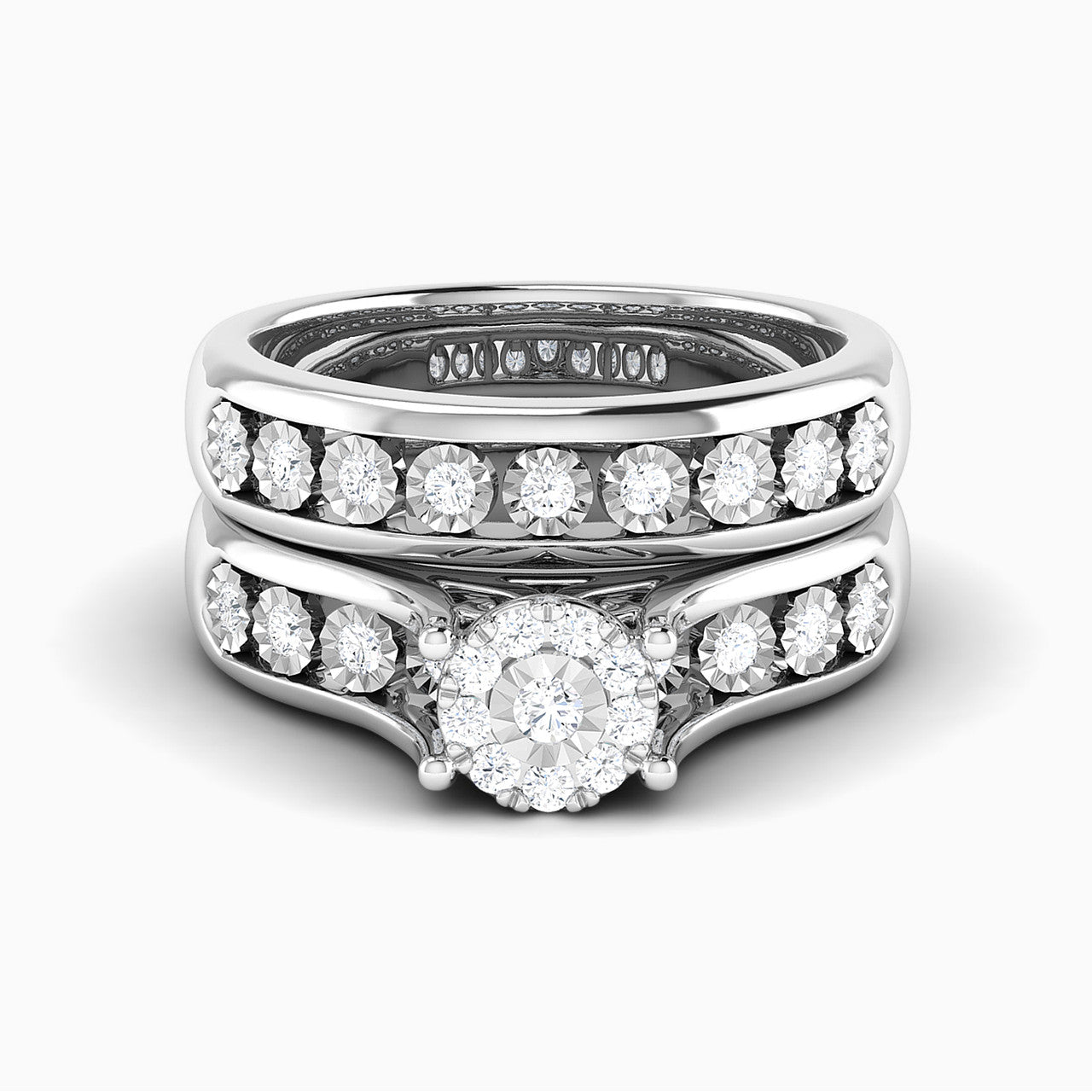 Naomi White Gold Lab Diamond Cluster Twin Engagement Ring