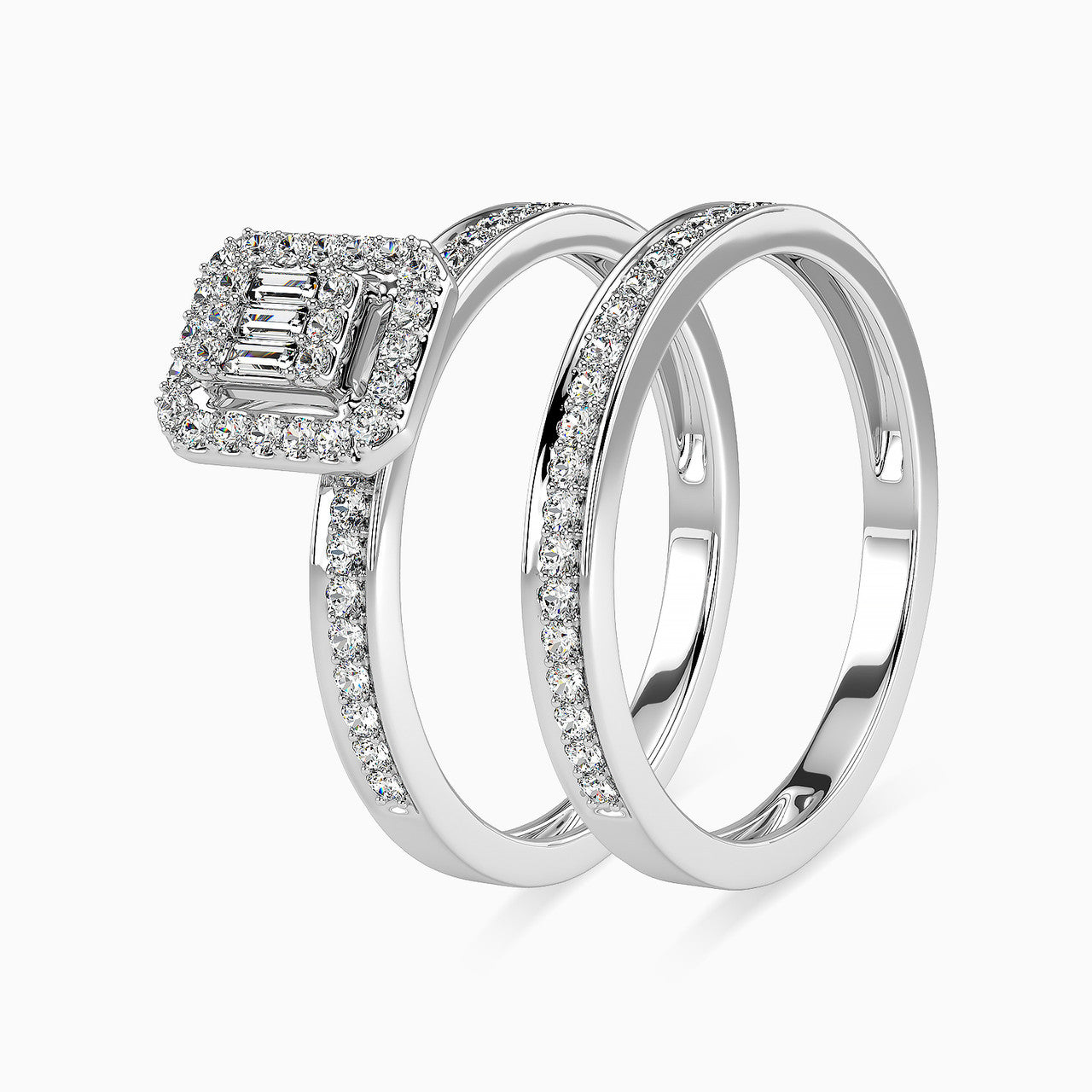 Nora White Gold Lab Diamond Twin Engagement Ring