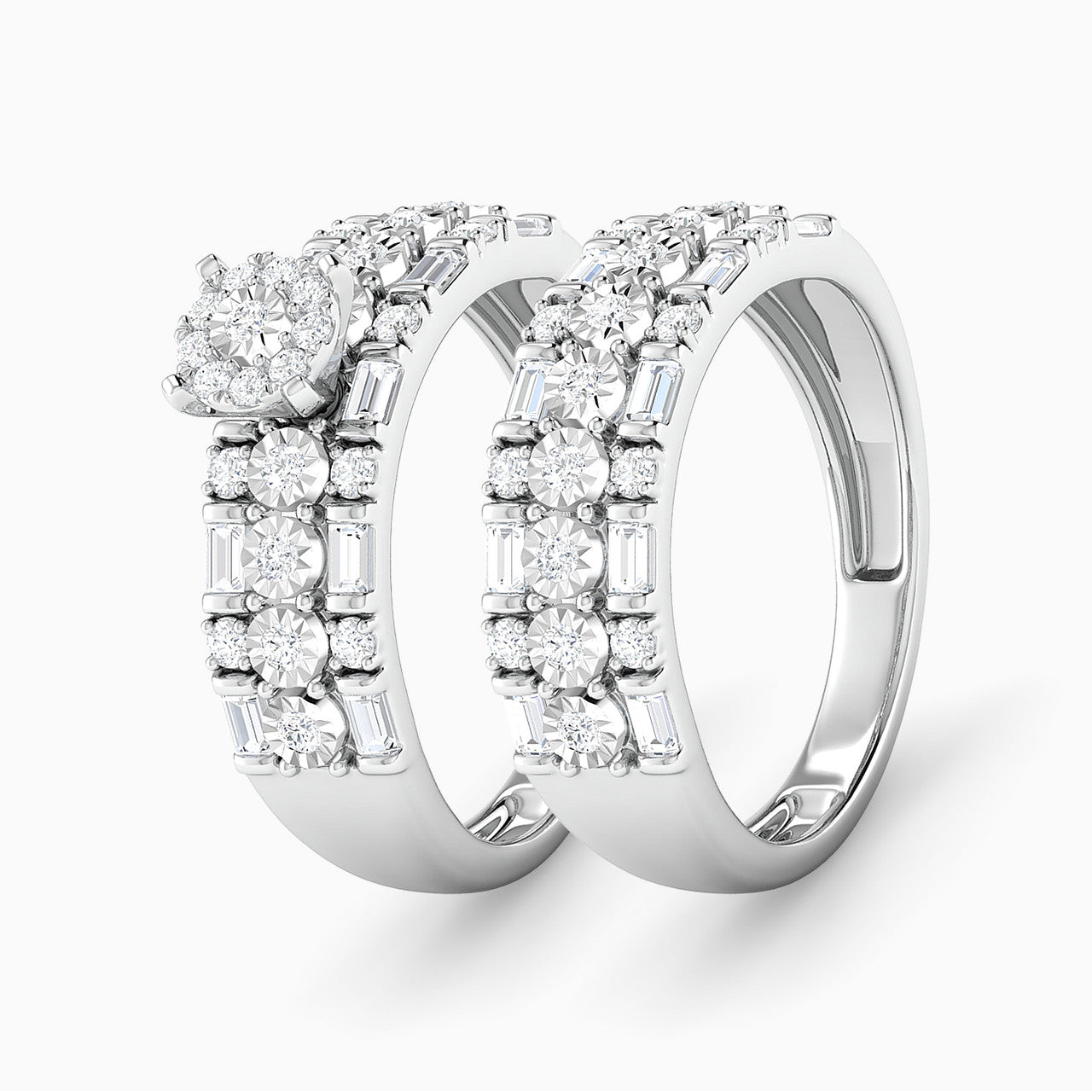 Nova White Gold Lab Diamond Twin Engagement Ring