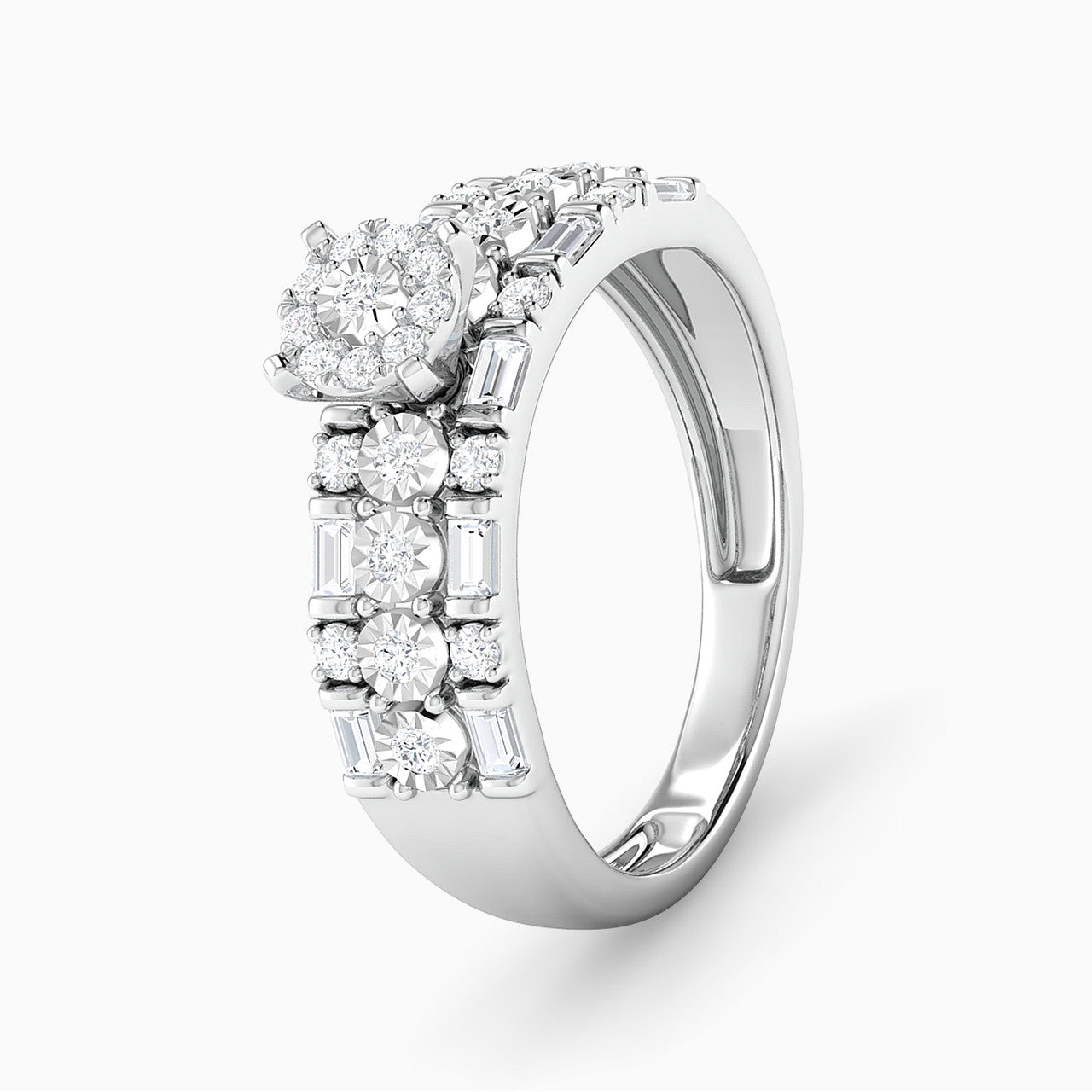 Nova White Gold Lab Diamond Twin Engagement Ring