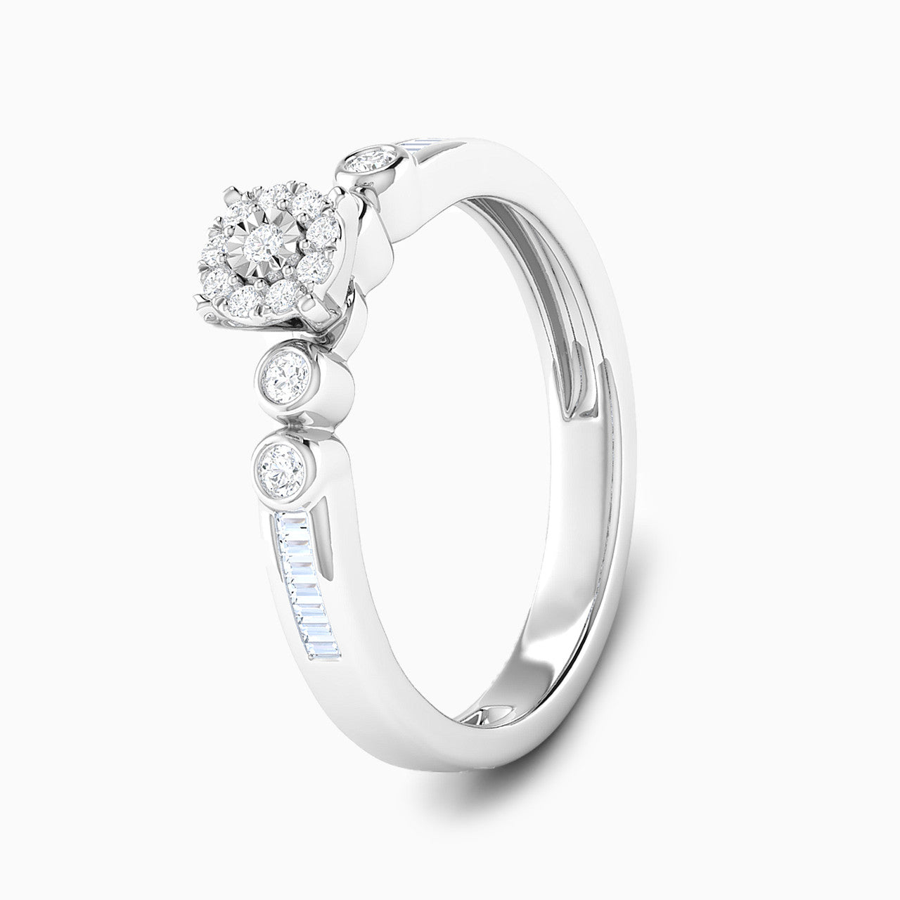 Quinn White Gold Lab Diamond Cluster Twin Engagement Ring