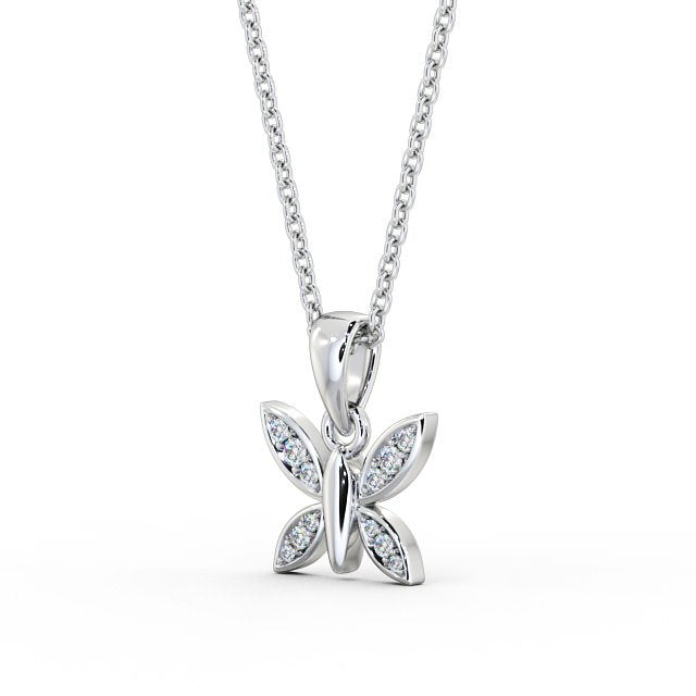 Ruby White Gold Butterfly Lab Diamond Pendant