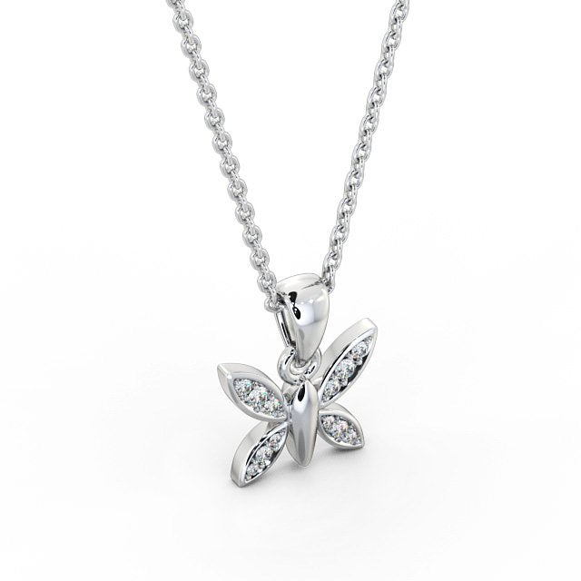 Ruby White Gold Butterfly Lab Diamond Pendant