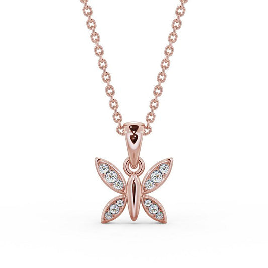 Ruby Rose Gold Butterfly Lab Diamond Pendant