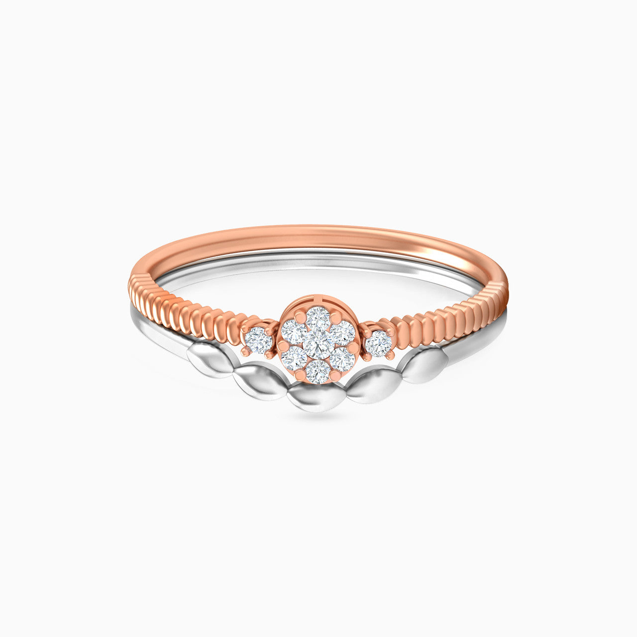 Savannah Rose Gold Lab Diamond Cluster Twin Engagement Ring