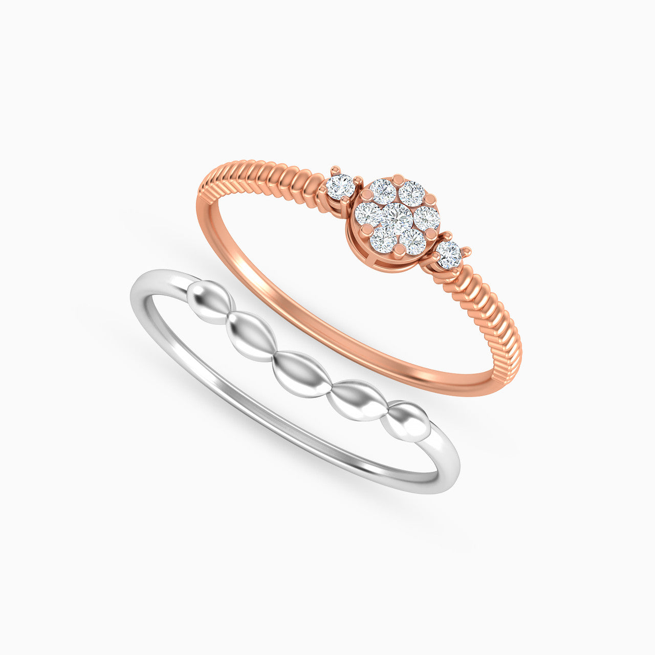 Savannah Rose Gold Lab Diamond Cluster Twin Engagement Ring