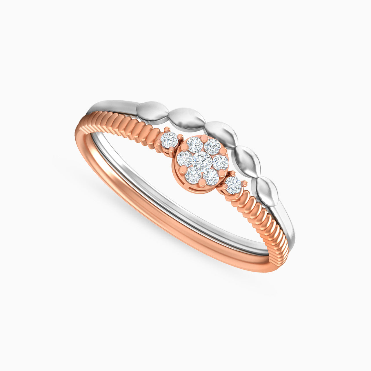 Savannah Rose Gold Lab Diamond Cluster Twin Engagement Ring